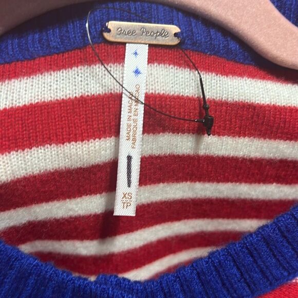 Free People Nocturnal Stripe Cashmere Blend Cardigan in Valiant Blue Combo NWOT - Picture 9 of 10